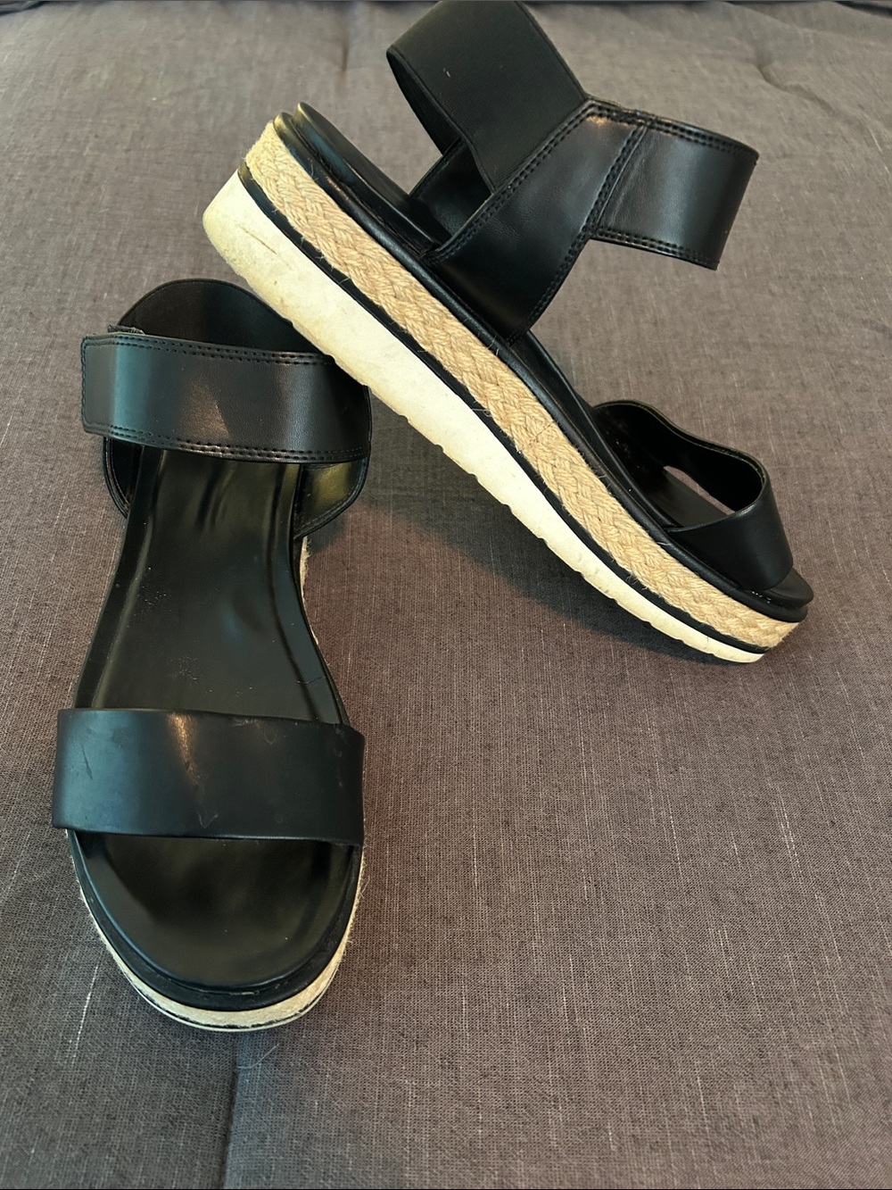 Franco Sarto Black Platform Espadrille Sandals
